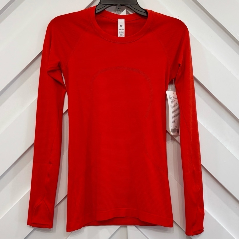 NWT Lululemon Swiftly Tech Long Sleeve Shirt In Hot Heat Size 4